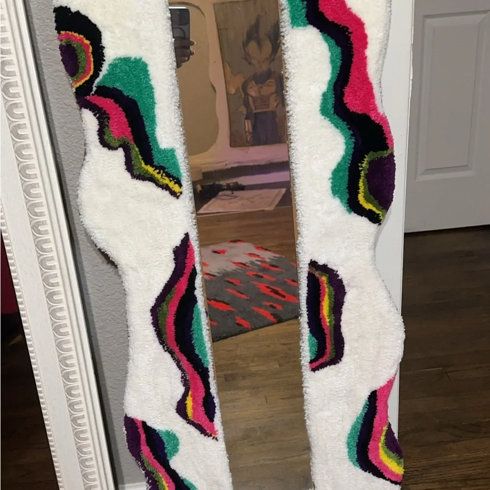 Abstract Multicolor Tufted rug mirror